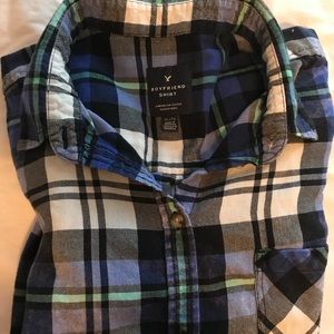American Eagle shirt XL blue plaid light flannel
